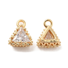 Glass Charms, with Brass Findings, Triangle Charm