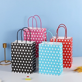 Bolsas de papel rectangulares con patrón de lunares, con asas, para bolsas de regalo