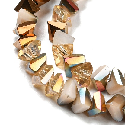 Brins de perles de verre de galvanoplastie de couleur dégradée, perles multicolores segmentées, demi arc-en-ciel plaqué, facette, triangle