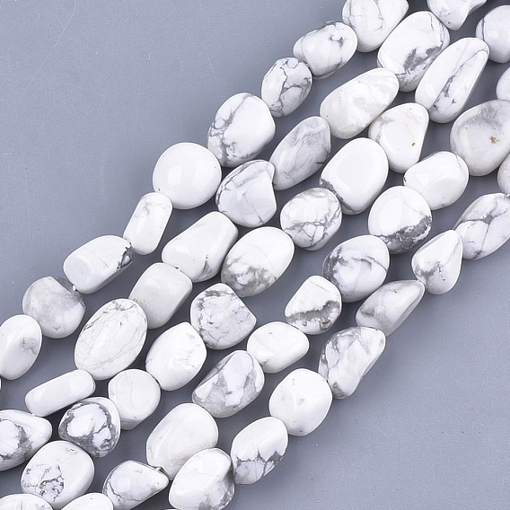 Natural Howlite Beads Strands, Tumbled Stone, Nuggets