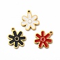 Ion Plating(IP) 304 Stainless Steel Charms, with Enamel, Flower