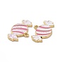 Christmas Theme Rack Plating Alloy Enamel Pendants, with Glitter Powder, Light Gold Tone Candy Charms