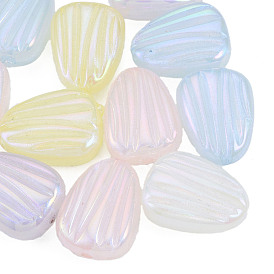 Rainbow Iridescent Plating Acrylic Beads, Glitter Beads, Teardrop