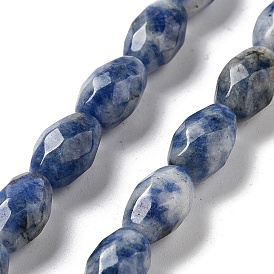Natural Blue Spot Jasper Beads Strands, Faceted Rice