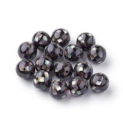 Perles de coquillage à lèvres naturel noir, ronde