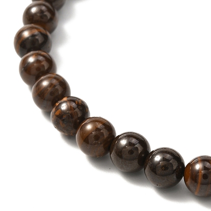 6mm Natural Australian Boulder Opal Round Beads Stretch Bracelet for Men Women