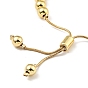 Rack Plating Brass Round Beaded Slider Bracelet for Women, Lead Free & Cadmium Free