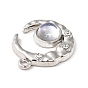 Colgantes de diamantes de imitación de aleación de chapado en rack, con vidrio, sin plomo y cadmio, luna con plano redondo