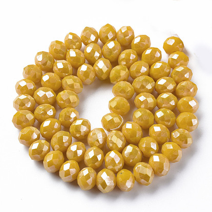 Electroplate Glass Beads Strands, Faceted, Oval