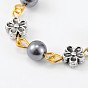Rondes à la main de perles de perles de verre chaînes de colliers bracelets faisant, avec perles en alliage de style tibétain et épingle à oeil en fer, non soudée, 39.3 pouce