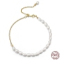 Pulseras ajustables de cadena tipo cable de plata de ley, Pulseras de perlas naturales de agua dulce para mujer.