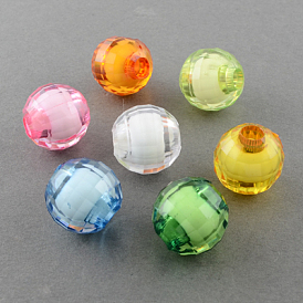 Transparent Acrylic Beads, Bead in Bead, Faceted, Round, 16mm, Hole: 5mm, 44pcs/500g