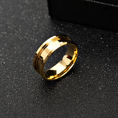 Placage ionique (ip) 201 bagues rainurées en acier inoxydable, anneau de noyau vierge, pour la fabrication de bijoux en marqueterie