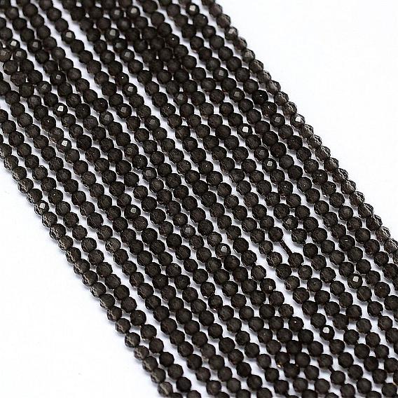 Natural Smoky Quartz Bead Strands, Faceted, Dyed, Round