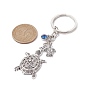 12Pcs 12 Colors Tortoise Alloy Pendant Keychain, with Glass Rhinestone Birthstone Charms