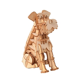 Schnauzer bricolage assemblage en bois animaux jouets kits pour garçons et filles, 3d modèle de puzzle pour les enfants, jouets intelligents pour enfants