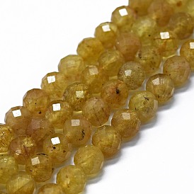 Perles naturelles apatite brins, à facettes (64 facettes), ronde