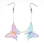 201 Stainless Steel Dangle Earrings, Etched Metal Embellishments, Butterfly