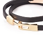 Imitation Leather Wrap Bracelets, 2-Loops, with Oval Alloy Links and Clasps