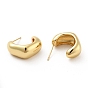 Brass Thick C-Shaped Stud Earrings, Half Hoop Earrings for Women, Cadmium Free & Nickel Free & Lead Free