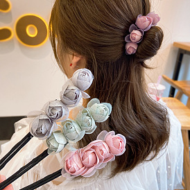 Outil de coiffage de tête de bouton floral moelleux et paresseux pour coiffure en chignon.