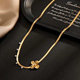 18K Gold Plated Diamond Snake Bone Necklace - Elegant and Versatile Jewelry Piece