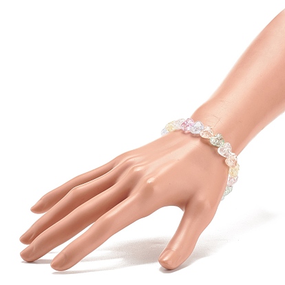 Bracelet extensible perlé coeur acrylique couleur bonbon pour femme