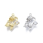Brass Micro Pave Clear Cubic Zirconia Pendants, Rose with Bird