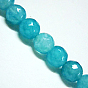 Natural White Jade Beads Strands, Imitation Aquamarine Color, Faceted, Dyed, Round, Sky Blue
