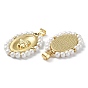 Accumuler pendentifs en laiton placage, avec des perles d'imitation en plastique, sans cadmium et sans plomb, ovale avec breloque ange