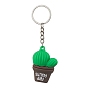Porte-clés en plastique pvc cactus de dessin animé, avec porte-clés fendus
