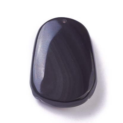 Pendentifs en obsidienne naturelles, ovale sculpté