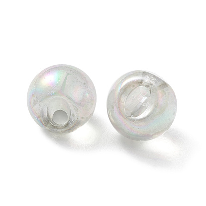 Perles acryliques irisées arc-en-ciel transparentes lumineuses, brillent dans le noir, perles rondes