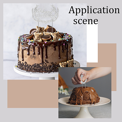 Craspire 2 pcs 2 styles alliage et strass gâteau toppers, pour la décoration de gâteau de bricolage, mot amour et joyeux anniversaire