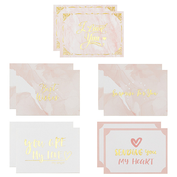Craspire 10 feuilles 5 style papier carte de vœux, pour Saint Valentin, rectangle, mot