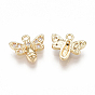 Brass Micro Pave Cubic Zirconia Charms, Bee, Clear, Nickel Free
