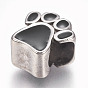 304 Stainless Steel European Beads, with Enamel, Large Hole Beads, Footprint