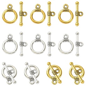 20Pcs 2 Colors Tibetan Style Alloy Toggle Clasps, for Jewelry Making