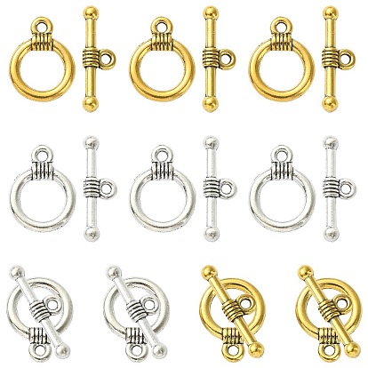 20Pcs 2 Colors Tibetan Style Alloy Toggle Clasps, for Jewelry Making