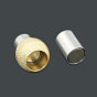 304 Stainless Steel Textured Magnetic Clasps with Glue-in Ends, Oval, 19x11mm, Hole: 6mm