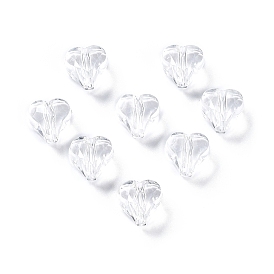 Perles acryliques transparentes, coeur à facettes
