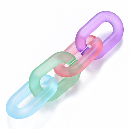 Anillos de acrílico transparente que une, conectores de enlace rápido, para hacer cadenas de cable, esmerilado, oval