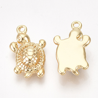 Brass Charms, Nickel Free, Real 18K Gold Plated, Tortoise