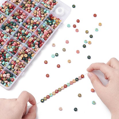 Kit de fabrication de bracelets extensibles avec lettres DIY, y compris les perles acryliques rondes plates, fil élastique