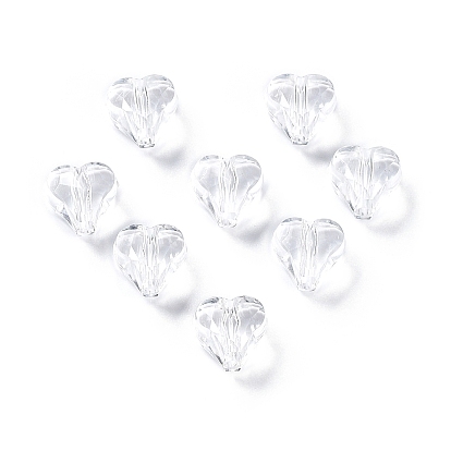 Transparent Acrylic Beads, Faceted Heart