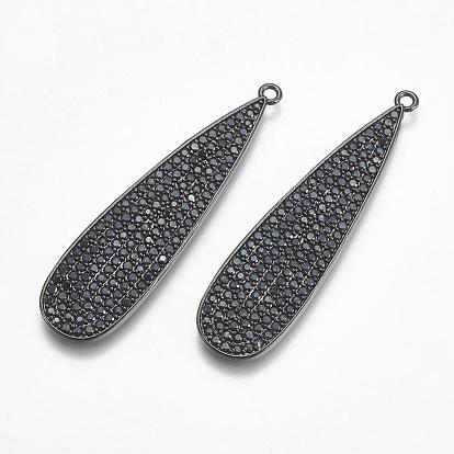 Micro cuivres ouvrent pendentifs zircone cubique, goutte , noir