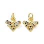 Brass Micro Pave Colorful Cubic Zirconia Charms, with Jump Ring, Bees