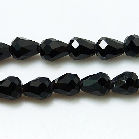 Crystal Glass Beads Strands, Faceted, Drop