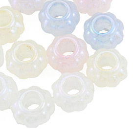 Electroplate Acrylic European Beads, Pearlized, Flower