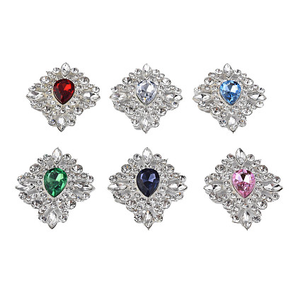 Alloy Cabochons, with Acrylic Rhinestone and Crystal Rhinestone, Cadmium Free & Lead Free, Faceted, Rhombus, Silver